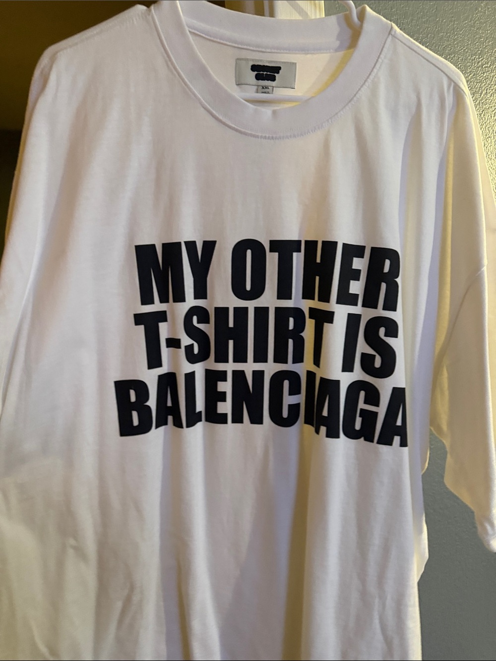 Balenciaga White Short-Sleeve Tee with Black Graphic